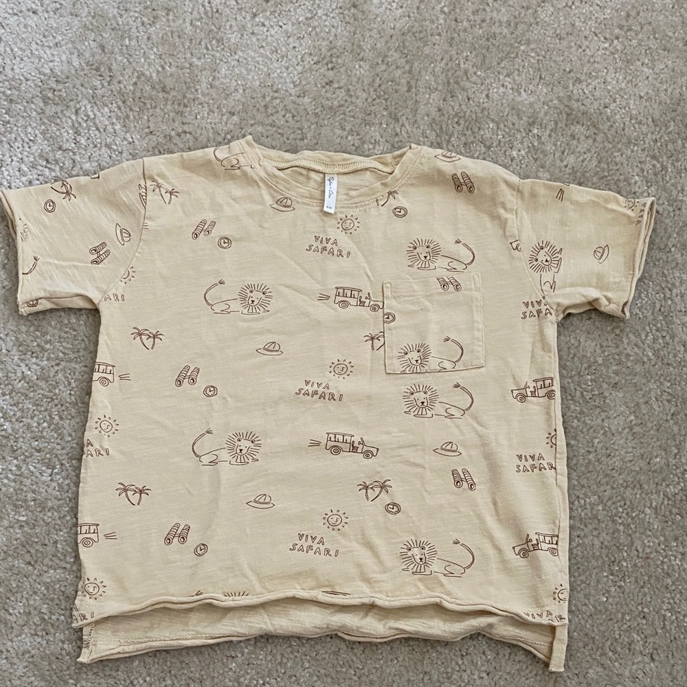 Rylee + Cru raw edge viva safari tee shirt yellow 4-5T